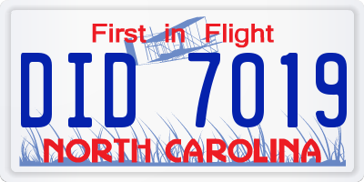 NC license plate DID7019