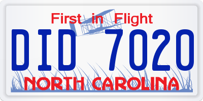 NC license plate DID7020