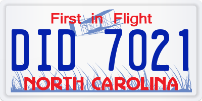 NC license plate DID7021