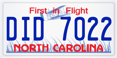NC license plate DID7022