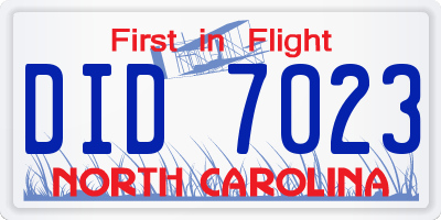 NC license plate DID7023