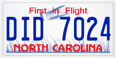 NC license plate DID7024