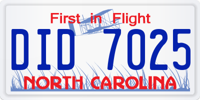 NC license plate DID7025
