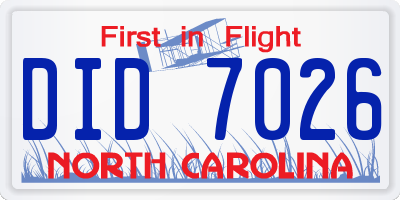 NC license plate DID7026