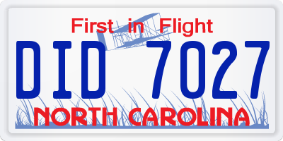 NC license plate DID7027