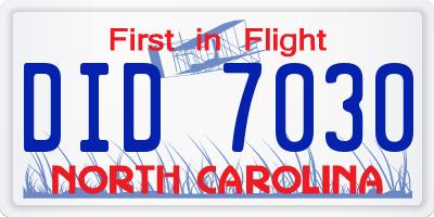 NC license plate DID7030