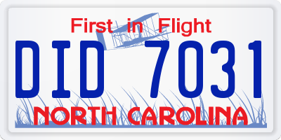 NC license plate DID7031