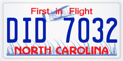 NC license plate DID7032