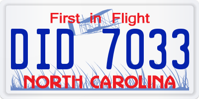 NC license plate DID7033
