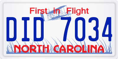 NC license plate DID7034