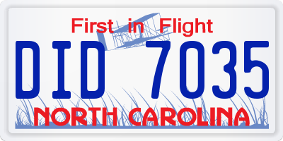 NC license plate DID7035