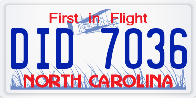 NC license plate DID7036