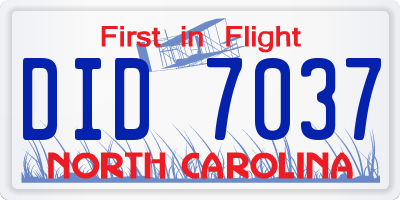 NC license plate DID7037
