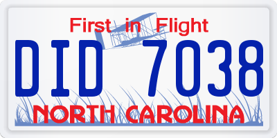 NC license plate DID7038