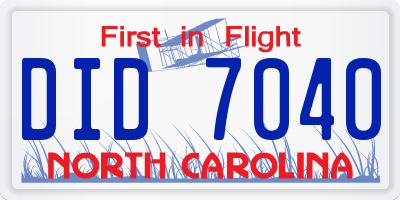 NC license plate DID7040