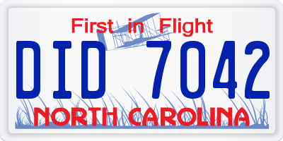 NC license plate DID7042