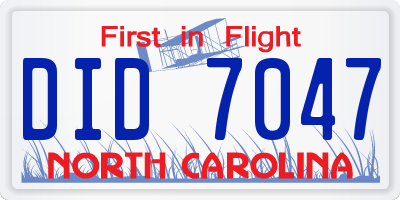 NC license plate DID7047