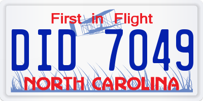 NC license plate DID7049