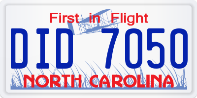 NC license plate DID7050