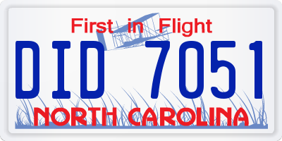 NC license plate DID7051