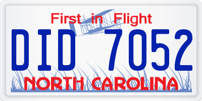 NC license plate DID7052