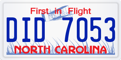 NC license plate DID7053