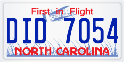 NC license plate DID7054
