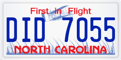 NC license plate DID7055
