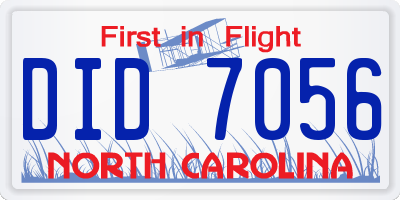 NC license plate DID7056