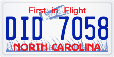 NC license plate DID7058