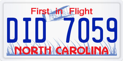 NC license plate DID7059