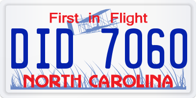 NC license plate DID7060