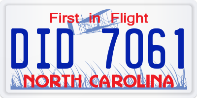NC license plate DID7061