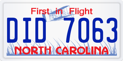 NC license plate DID7063