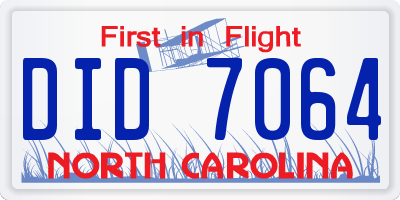 NC license plate DID7064