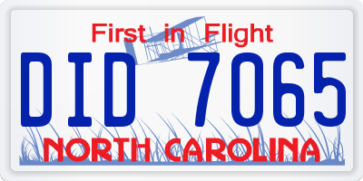 NC license plate DID7065