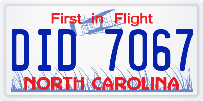 NC license plate DID7067
