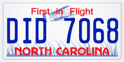 NC license plate DID7068