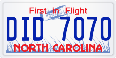 NC license plate DID7070
