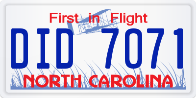 NC license plate DID7071