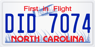 NC license plate DID7074