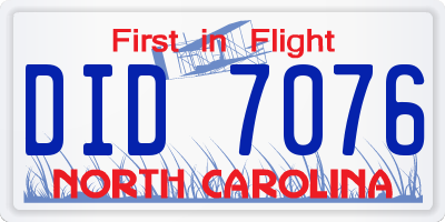 NC license plate DID7076