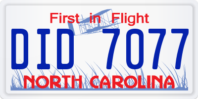 NC license plate DID7077