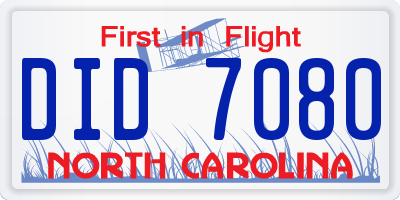 NC license plate DID7080