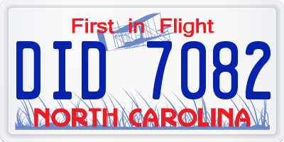 NC license plate DID7082