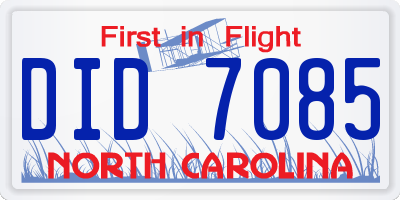NC license plate DID7085