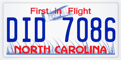 NC license plate DID7086