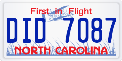 NC license plate DID7087