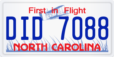 NC license plate DID7088
