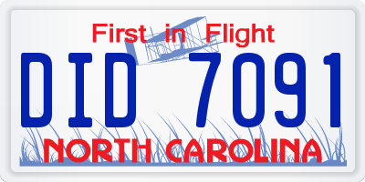 NC license plate DID7091